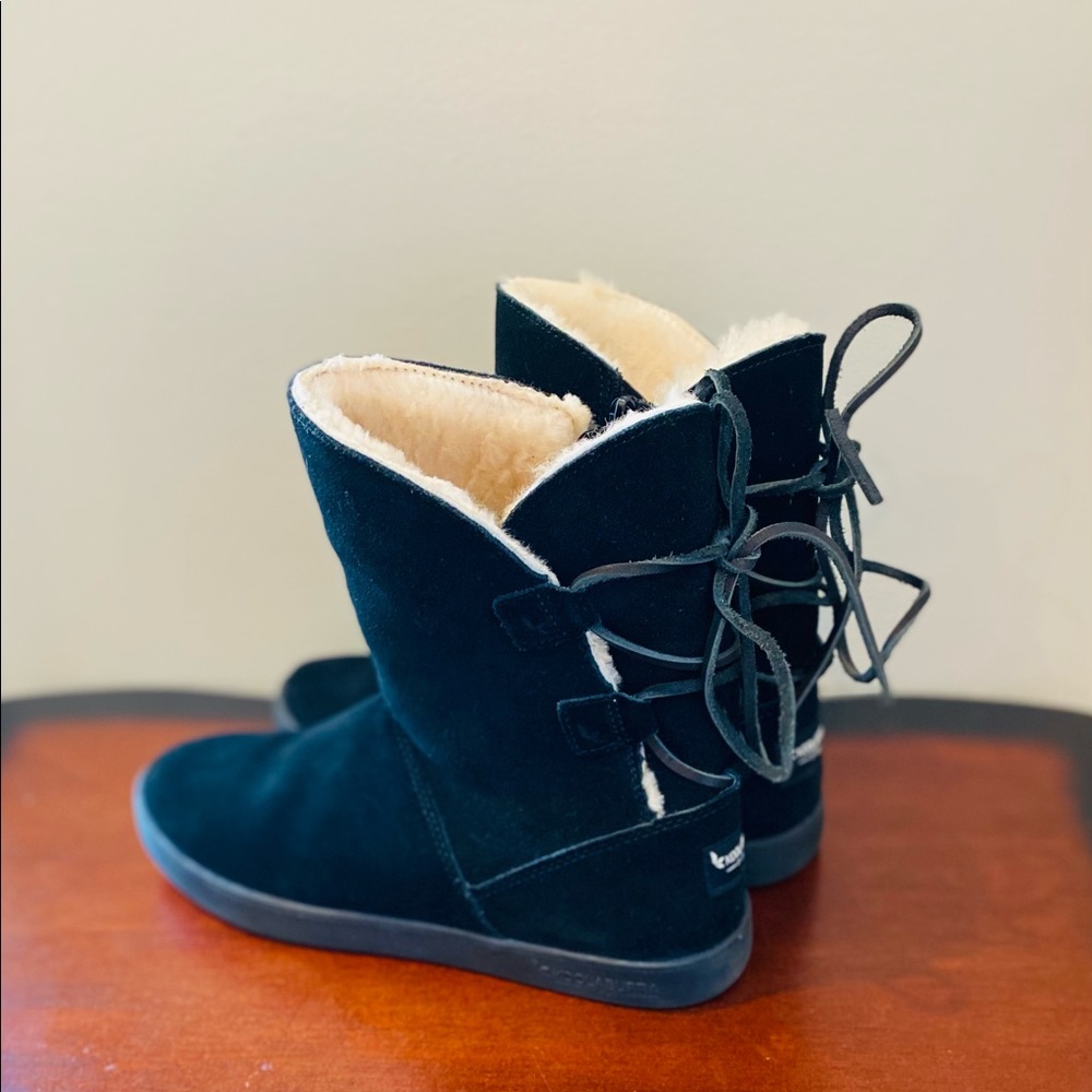 Black fur boots
